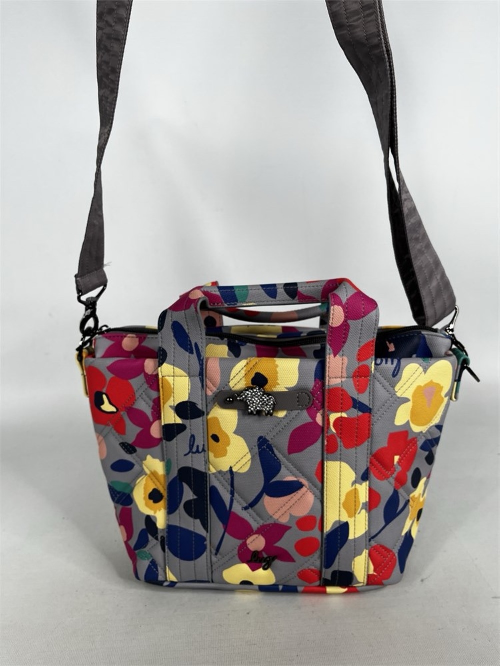 lug Floral Quilted Tote - Gray, Yellow, Red, Navy, Pink - Picture 3 of 9